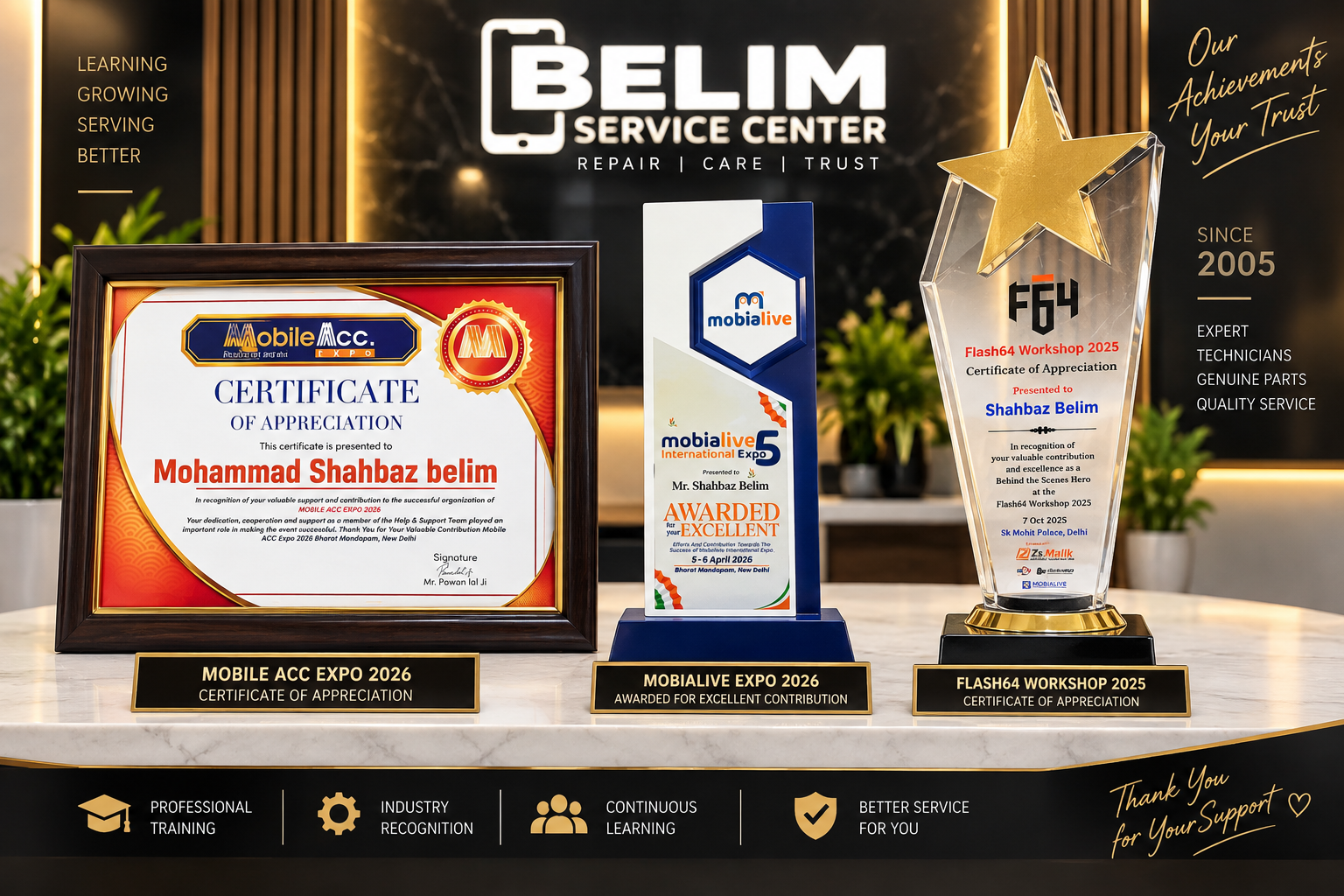 BELIM SERVICE CENTER awards and recognition showcase